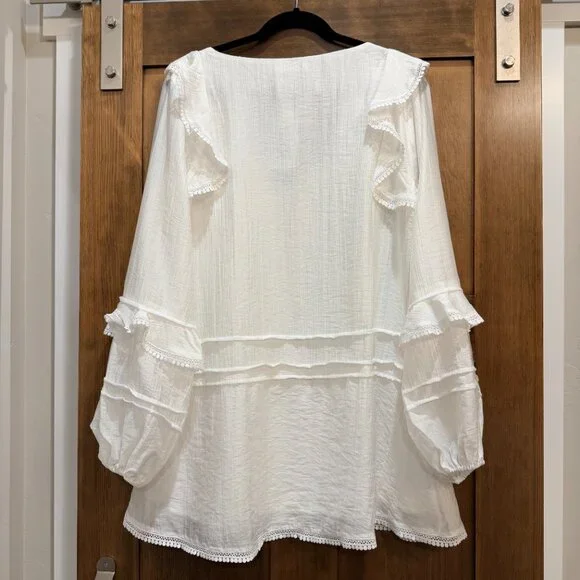 12th Tribe ~ Bound White Long Sleeve Micro Tunic Dress ~ NWT - Picture 7 of 9